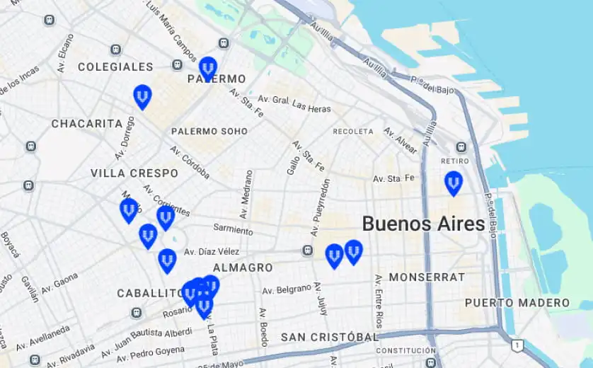 Mapa Red Vremont